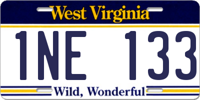 WV license plate 1NE133