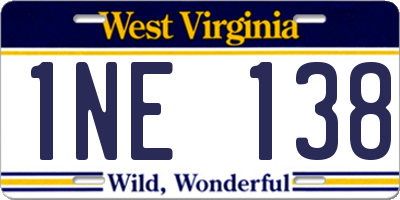 WV license plate 1NE138