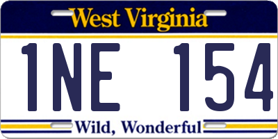 WV license plate 1NE154