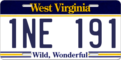 WV license plate 1NE191