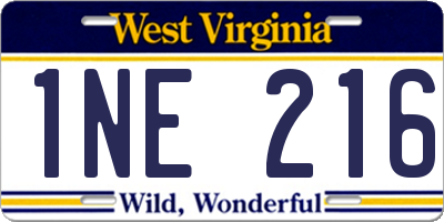 WV license plate 1NE216