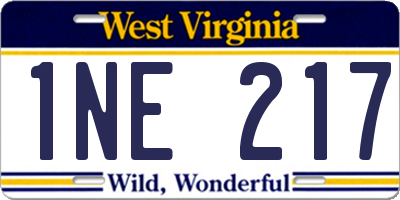 WV license plate 1NE217