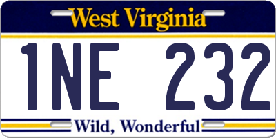 WV license plate 1NE232