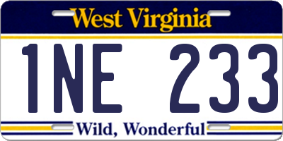 WV license plate 1NE233