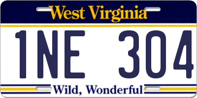WV license plate 1NE304