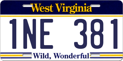 WV license plate 1NE381