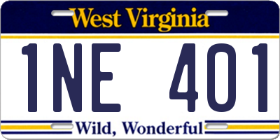 WV license plate 1NE401