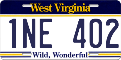 WV license plate 1NE402