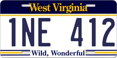 WV license plate 1NE412