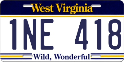 WV license plate 1NE418