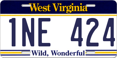 WV license plate 1NE424