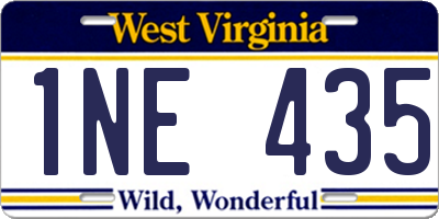 WV license plate 1NE435