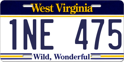 WV license plate 1NE475