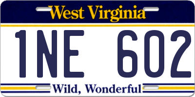 WV license plate 1NE602