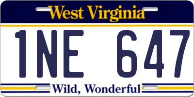 WV license plate 1NE647