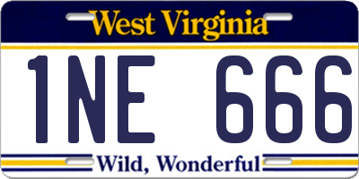 WV license plate 1NE666