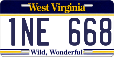 WV license plate 1NE668