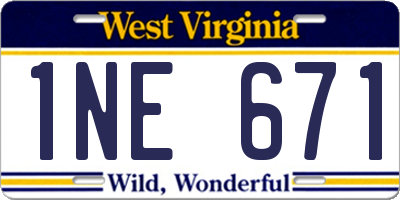 WV license plate 1NE671