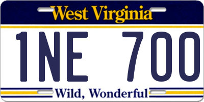 WV license plate 1NE700
