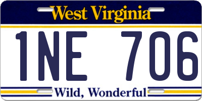 WV license plate 1NE706