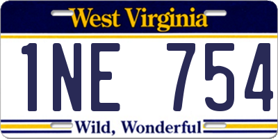 WV license plate 1NE754