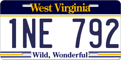 WV license plate 1NE792