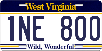 WV license plate 1NE800