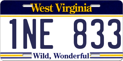 WV license plate 1NE833