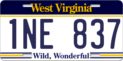 WV license plate 1NE837