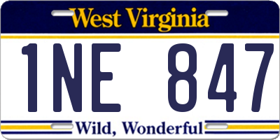 WV license plate 1NE847