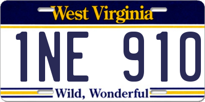 WV license plate 1NE910