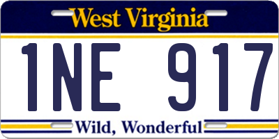 WV license plate 1NE917