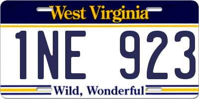 WV license plate 1NE923