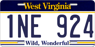 WV license plate 1NE924