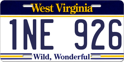 WV license plate 1NE926