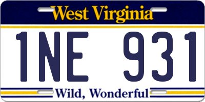 WV license plate 1NE931
