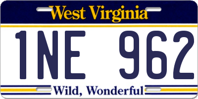 WV license plate 1NE962