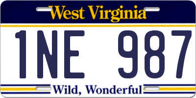 WV license plate 1NE987
