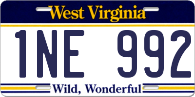 WV license plate 1NE992