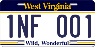 WV license plate 1NF001