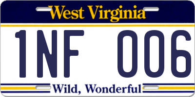 WV license plate 1NF006