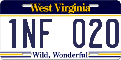 WV license plate 1NF020