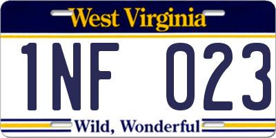 WV license plate 1NF023