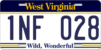 WV license plate 1NF028