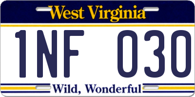 WV license plate 1NF030