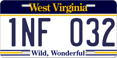 WV license plate 1NF032