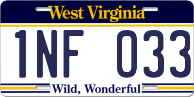 WV license plate 1NF033