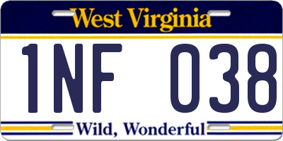 WV license plate 1NF038