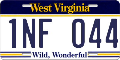 WV license plate 1NF044
