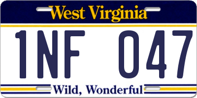 WV license plate 1NF047